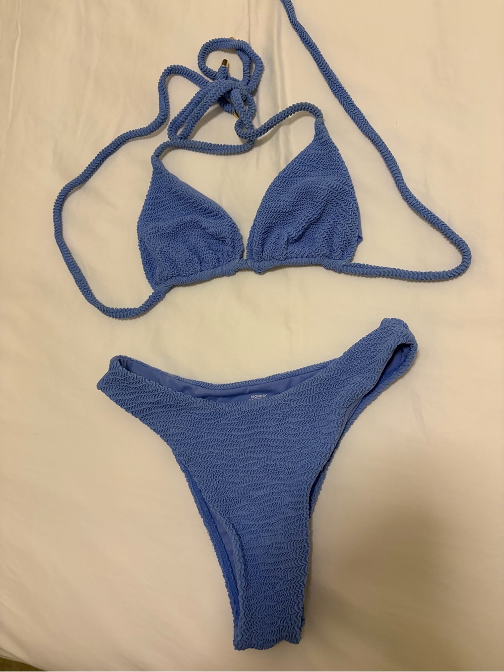 Monday Swimwear Palma Top and Byron Bottom in Pool Crinkle